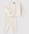 White ribbed knit baby's 2-piece outfit MARSHMALLOW white