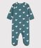 Babies' Heart Patterned Cotton Sleepsuit BRUT green/AVALANCHE white