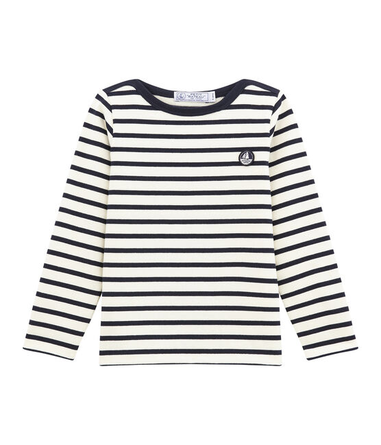 Boys' breton Top COQUILLE beige/SMOKING blue
