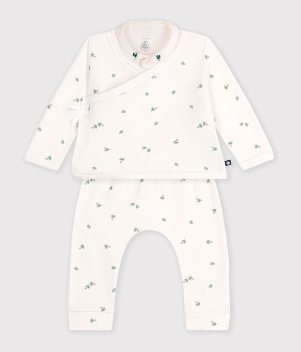 Babies' floral-print cotton set in a gift box Ecru/multicolor