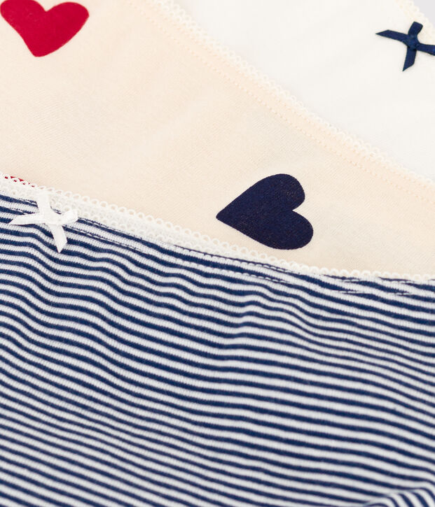 Girls' Tri-Heart Patterned Cotton Hipsters - 3-Pack multicolor