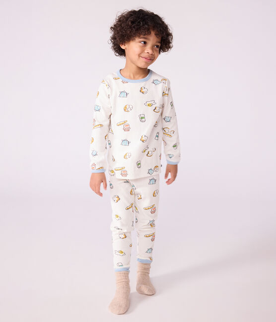 Children's breakfast-print tube knit pyjamas MARSHMALLOW white/MULTICO white