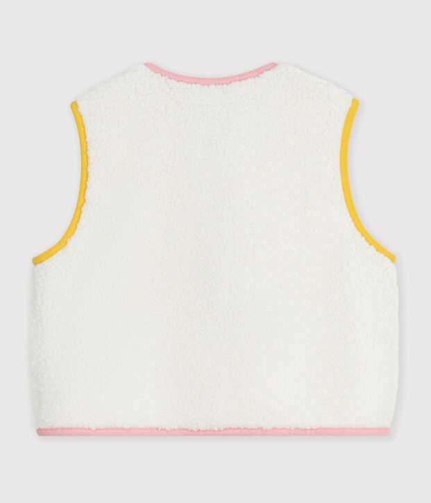 Children's sleeveless plain sherpa cardigan MILK