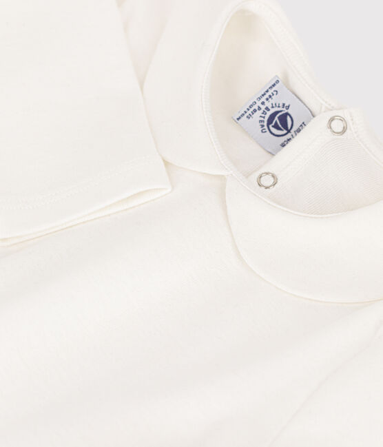 Babies' Long-Sleeved Cotton Blouse MARSHMALLOW white