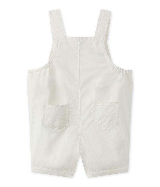 Baby boys' striped short dungarees MARSHMALLOW white