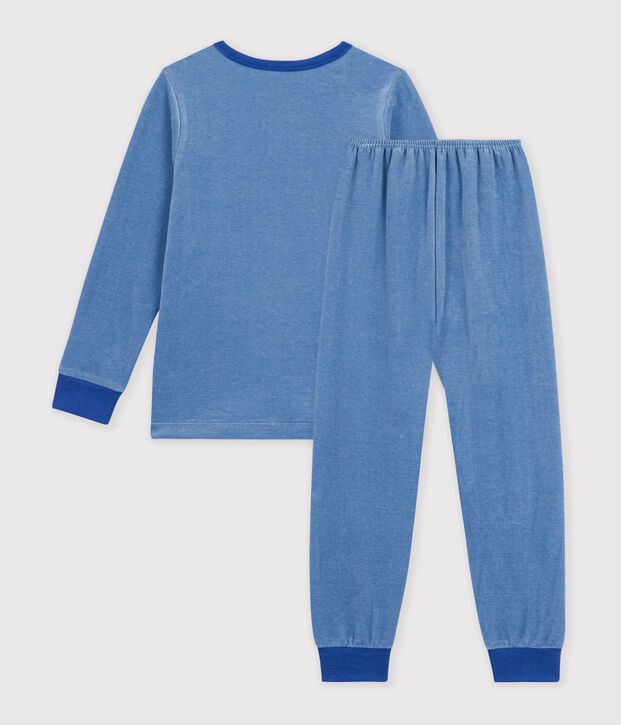 Children's Paris motif velour pyjamas blue