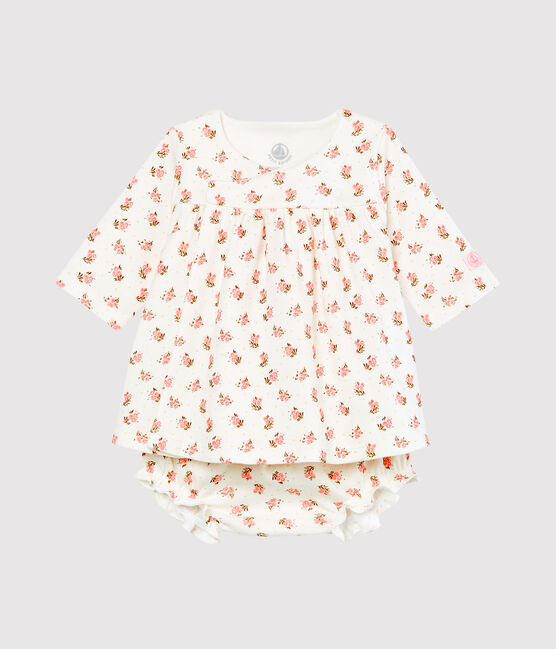 Baby girls' dress and bloomers MARSHMALLOW white/MULTICO white