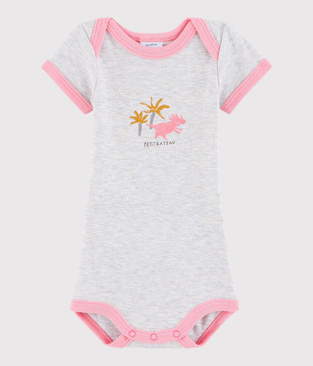 Baby Girls' Short-Sleeved Bodysuit grey/pink