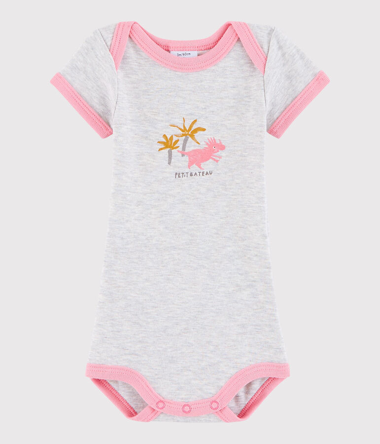 Baby Girls' Short-Sleeved Bodysuit grey/pink