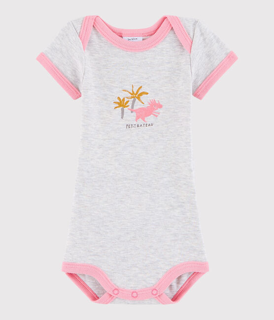 Baby Girls' Short-Sleeved Bodysuit BELUGA grey/GRETEL pink