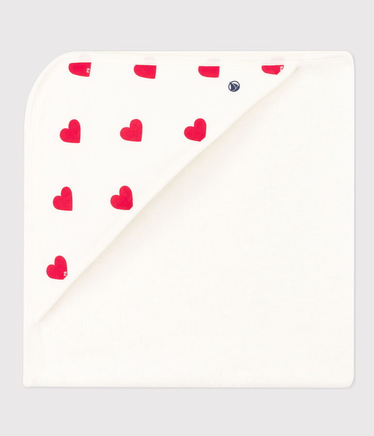 Heart Cotton Bath Wrap white/red