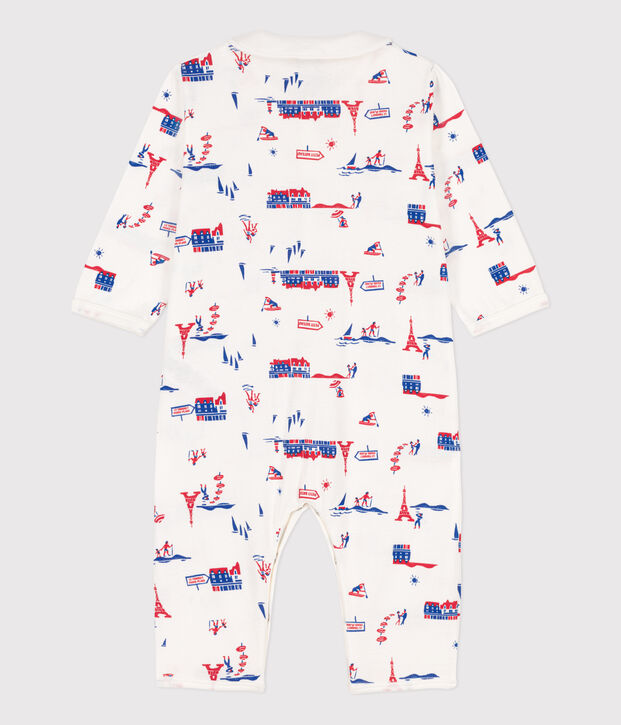 Paris themed footless cotton sleepsuit white/multicolor