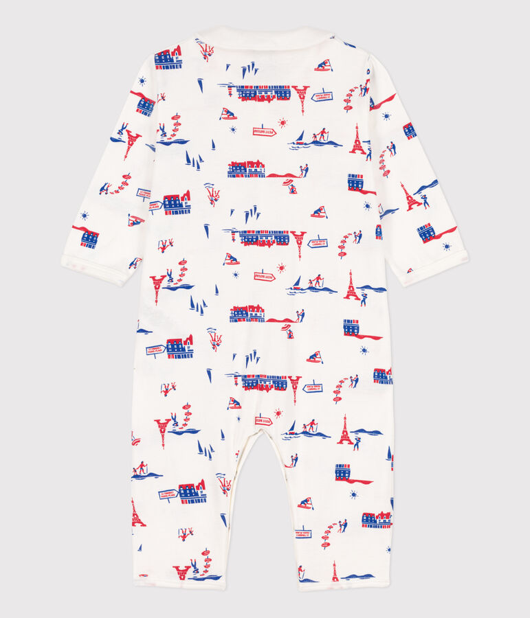 Paris themed footless cotton sleepsuit white/multicolor