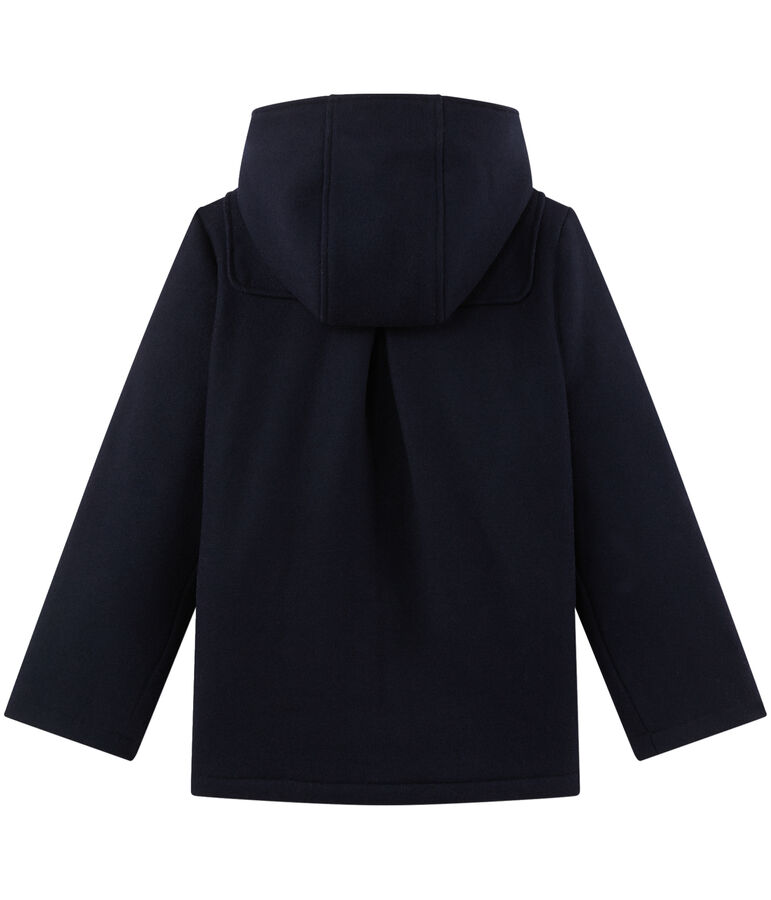 Girl's duffel coat in wool broadcloth SMOKING blue