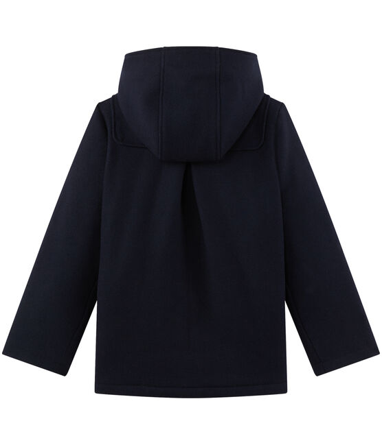 Girl's duffel coat in wool broadcloth SMOKING blue