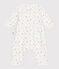 Babies' footless fruit pattern cotton bodyjama MARSHMALLOW white/MULTICO white