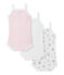 Set of 3 baby girls' bodysuits with straps. LOT white