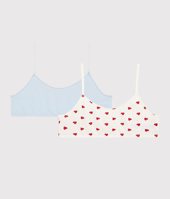 Girls' Red Hearts Pattern Organic Cotton and Elastane Undershirts - 2-Pack variante 1