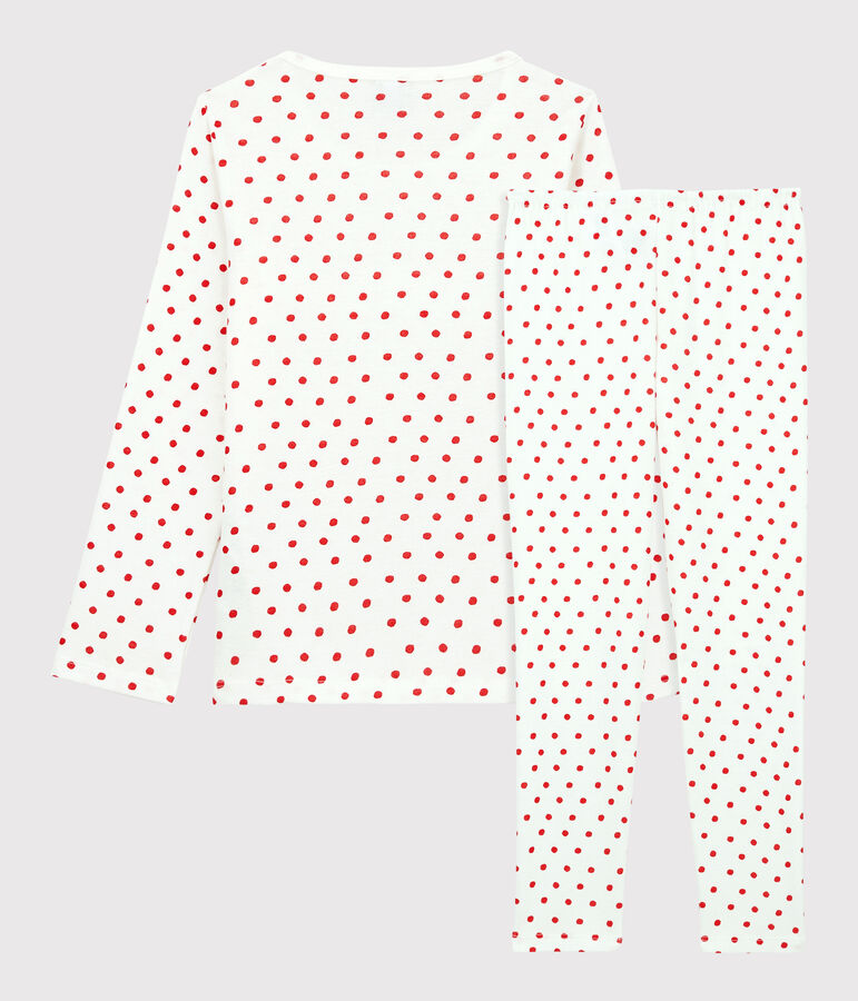 Girls' Red Spotted Cotton Pyjamas white/red