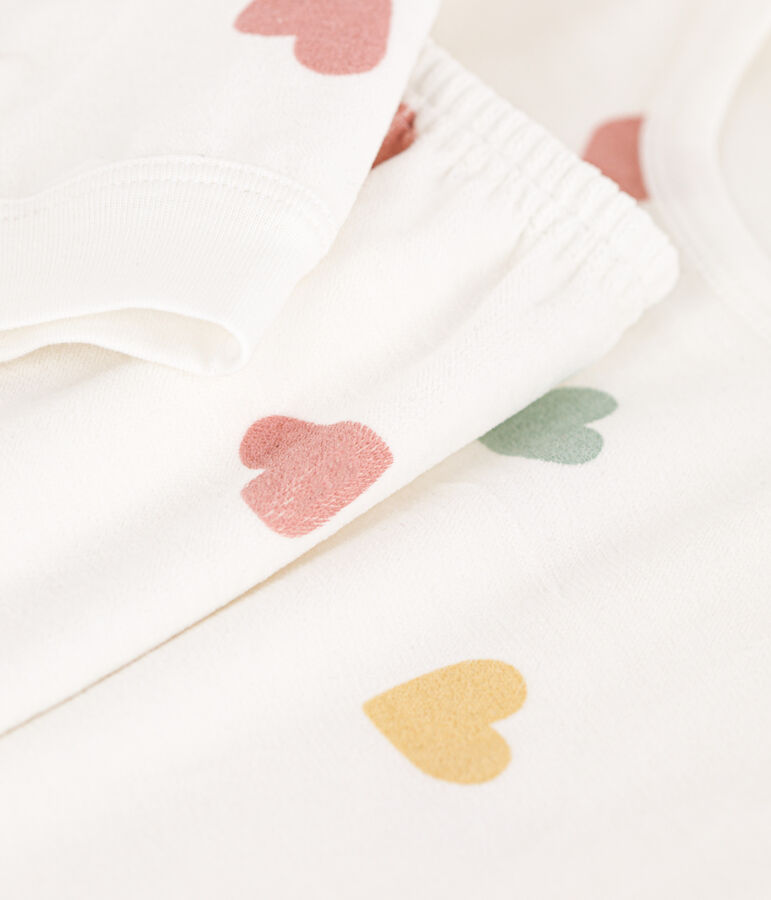 Girls' Heart Velour Pyjamas white/multicolor