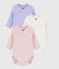 Pack of babies' long-sleeved printed cotton wrapover bodies multicolor