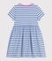 Girls' Stripy Short-Sleeved Cotton Dress GAULOISE /MARSHMALLOW