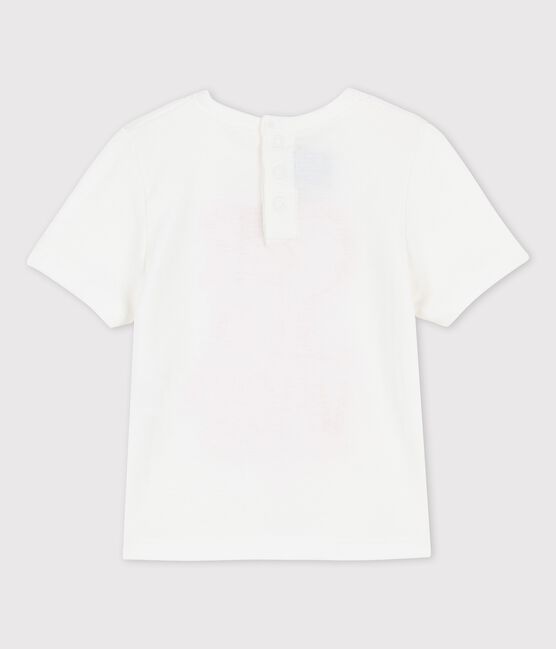 Babies' Short-Sleeved Cotton T-Shirt With Motif MARSHMALLOW white