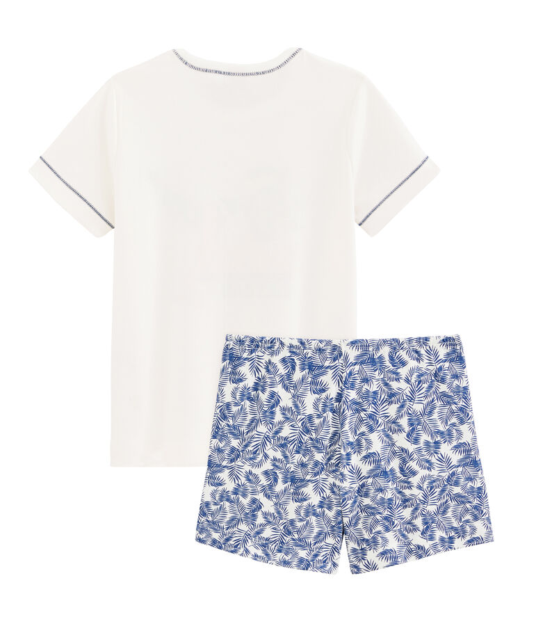 Boys' Ribbed Short Pyjamas MARSHMALLOW white/MULTICO white