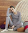 Women's Extra Warm Long-Sleeved T-Shirt SMOKING blue/MARSHMALLOW white