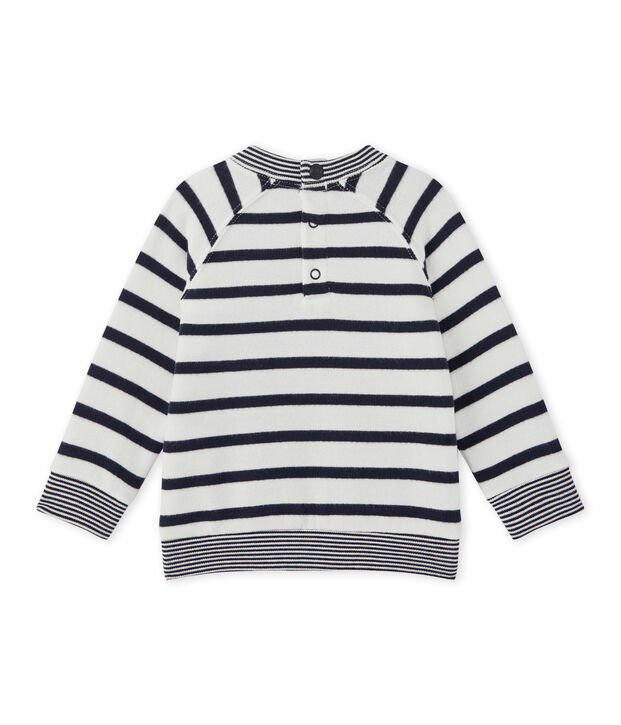 Baby boy's sailor-striped sweatshirt white/blue