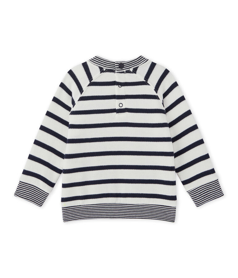 Baby boy's sailor-striped sweatshirt white/blue