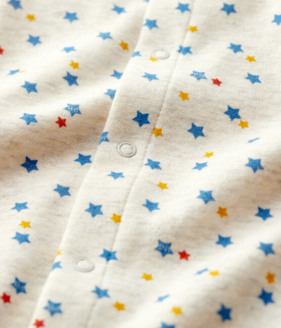 Babies' Multicoloured Star Patterned Spotted Wool and Organic Cotton Jumpsuit MONTELIMAR beige/MULTICO white