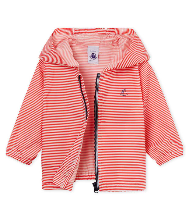 Unisex stripy windbreaker for babies pink/white