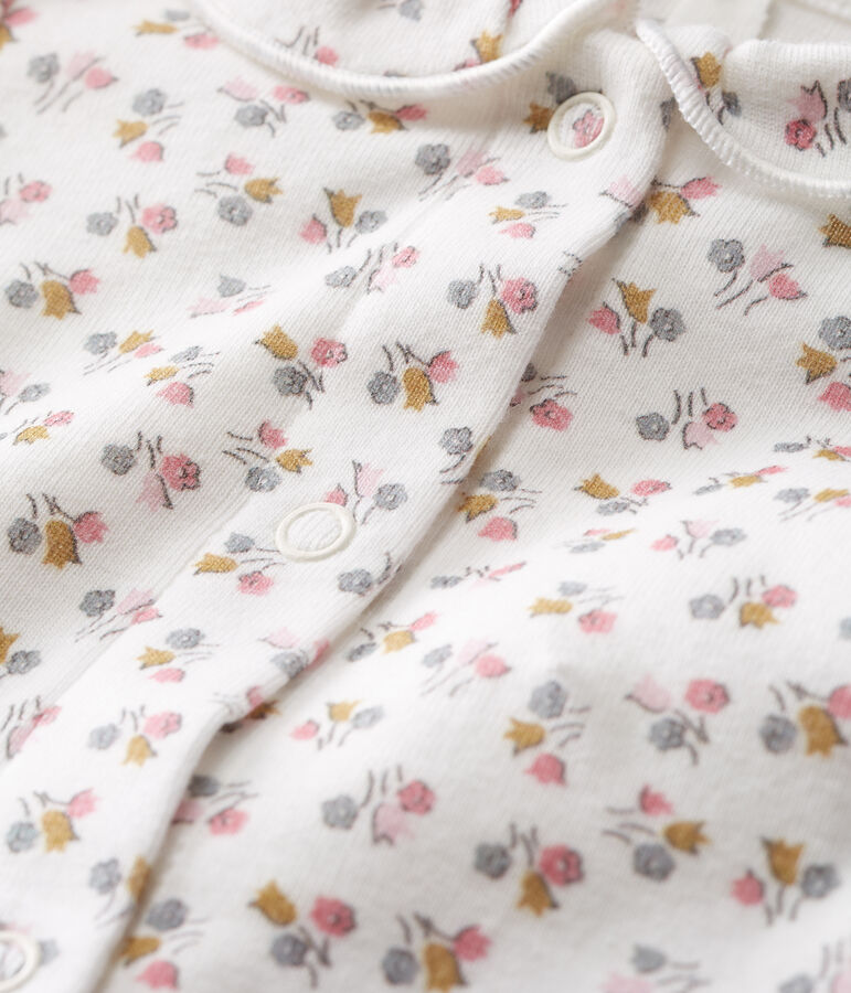 Newborn Baby Girls' Long-Sleeved Ribbed Bodysuit white/pink/multicolor