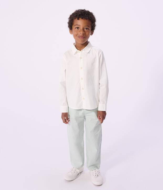 Children's long-sleeved plain cotton shirt white