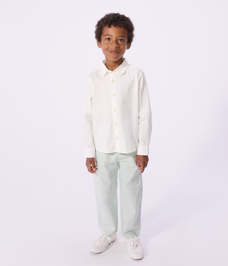 Children's long-sleeved plain cotton shirt white