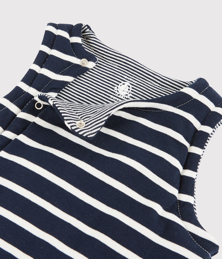 Babies' Reversible Sleeveless Vest in Padded Rib Knit blue/white