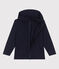 Children's plain cotton zip-up hoodie SMOKING blue