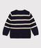 Babies' Stripy Knitted Cotton Cardigan SMOKING blue/AVALANCHE