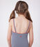 Children's one-piece stripy swimsuit MEDIEVAL blue/MARSHMALLOW white