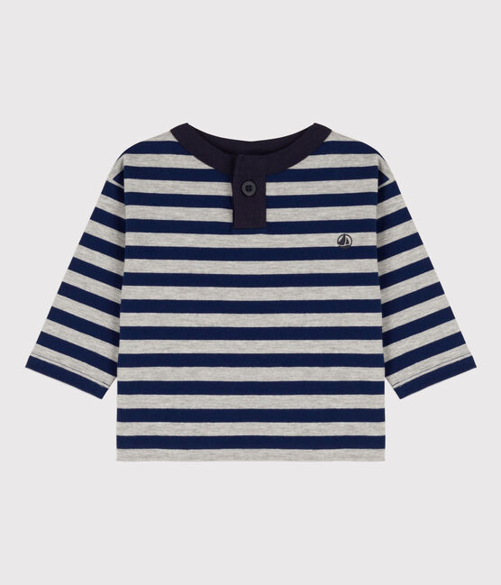 Babies' Long-Sleeved Cotton T-shirt MEDIEVAL blue/FUMEE