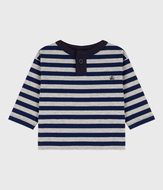 Babies' Long-Sleeved Cotton T-shirt MEDIEVAL blue/FUMEE