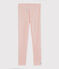 Girls' Pinstriped Wool/Cotton Leggings CHARME pink/MARSHMALLOW white