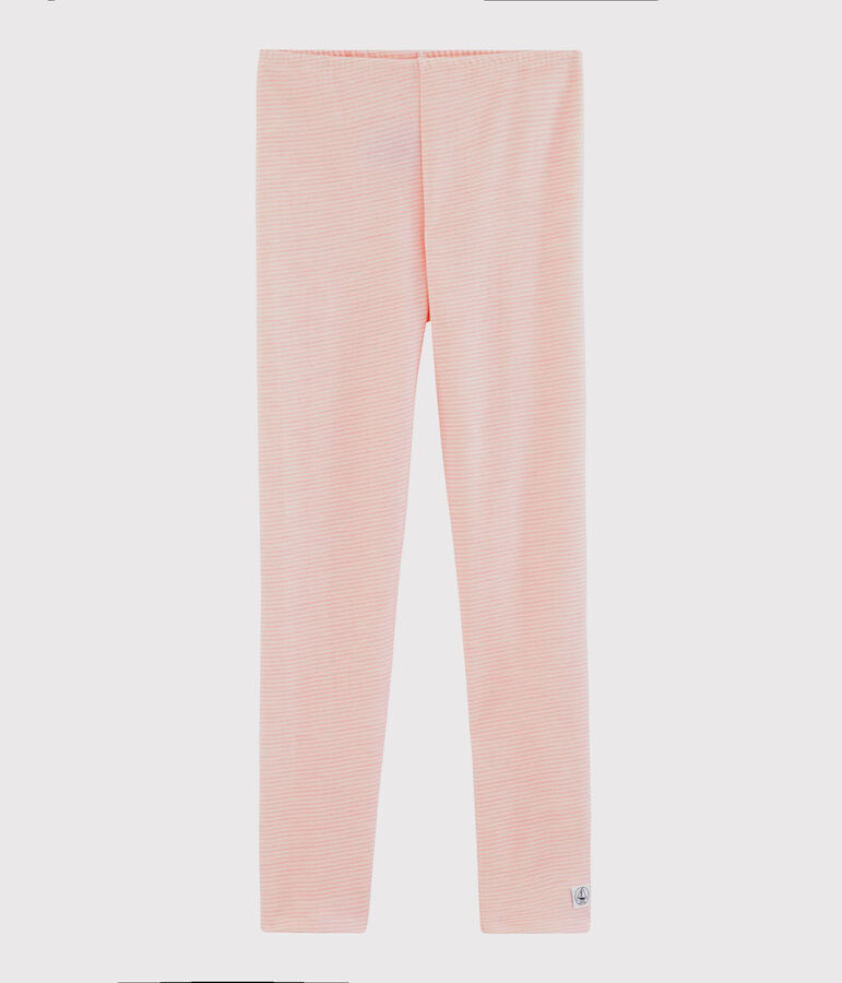 Girls' Pinstriped Wool/Cotton Leggings pink/white