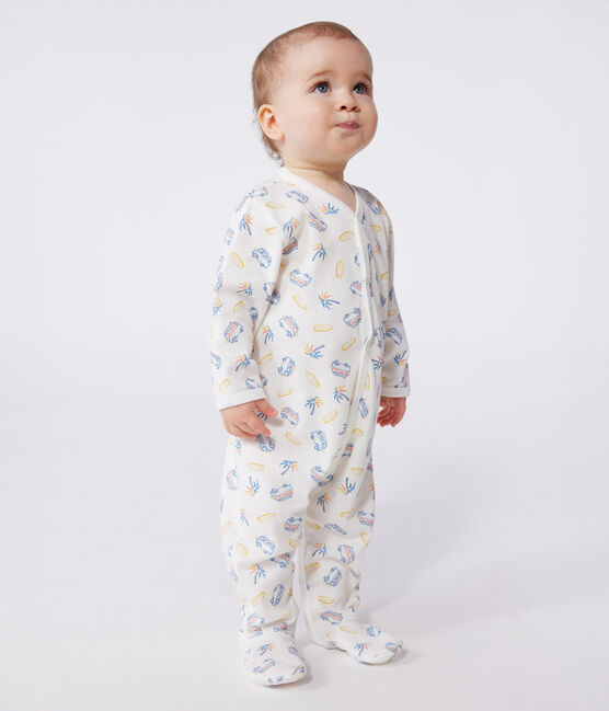 Babies' van design cotton pyjamas MARSHMALLOW white/MULTICO white
