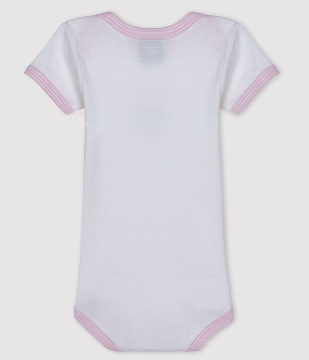 Baby girls' short-sleeved bodysuit white/pink