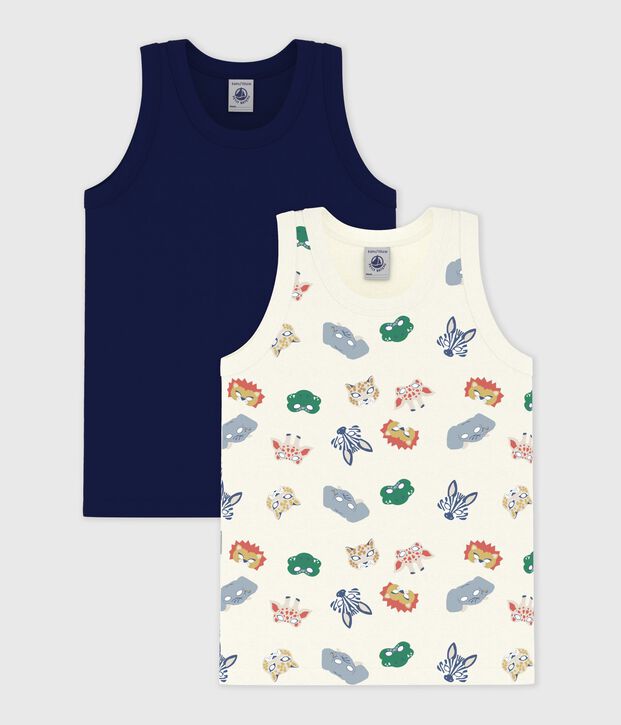 Pack of children's mask print cotton tank tops multicolor