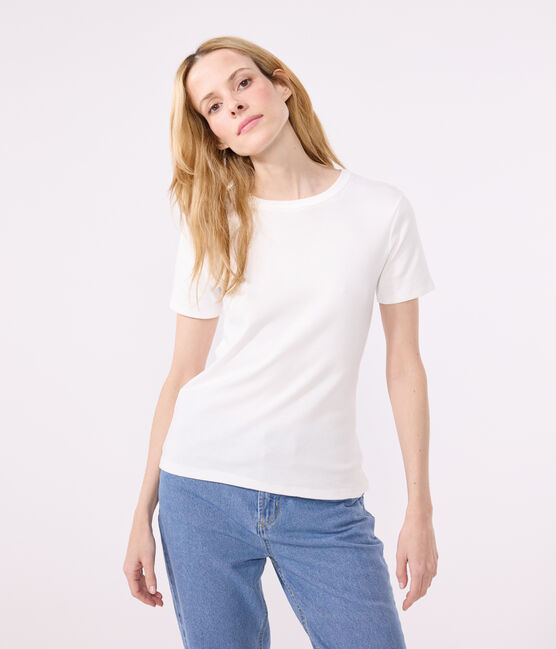 Women's Iconic plain short-sleeved rib knit T-shirt ECUME Petit