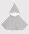 Babies' Sailor Striped Cotton Cape With Hood MARSHMALLOW white/SMOKING blue