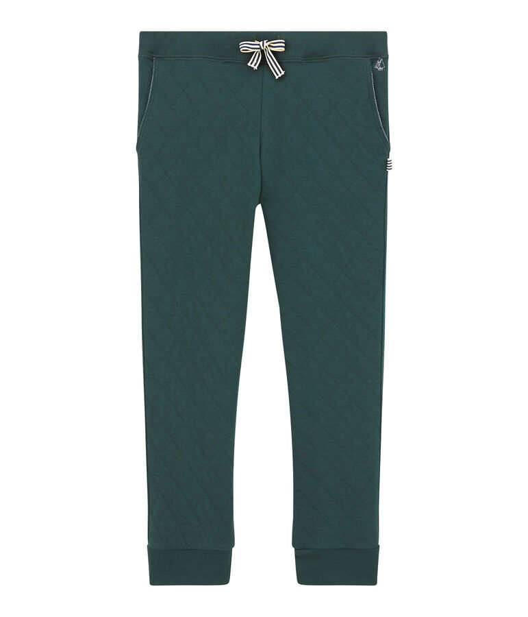 Boy's quilted double knit trousers green